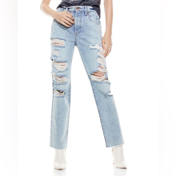 Alice + Olivia Jeans Amazing High Rise Ripped Boyfriend In Wildfire Size 28 - Picture 1 of 8
